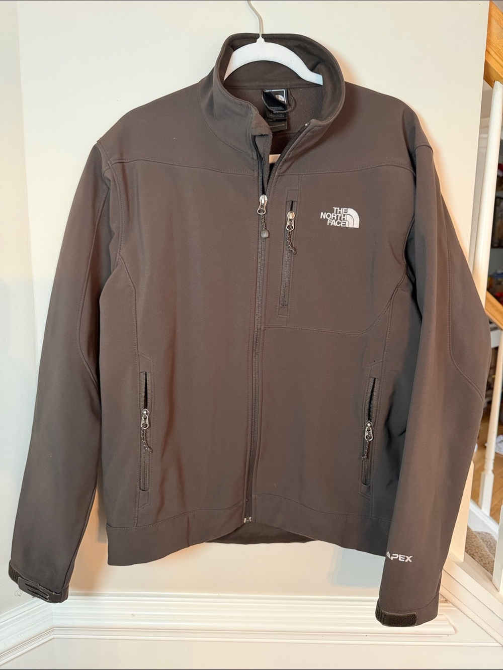 The North Face Men’s Apex Softshell Jacket — Dark Brown. Size Medium.